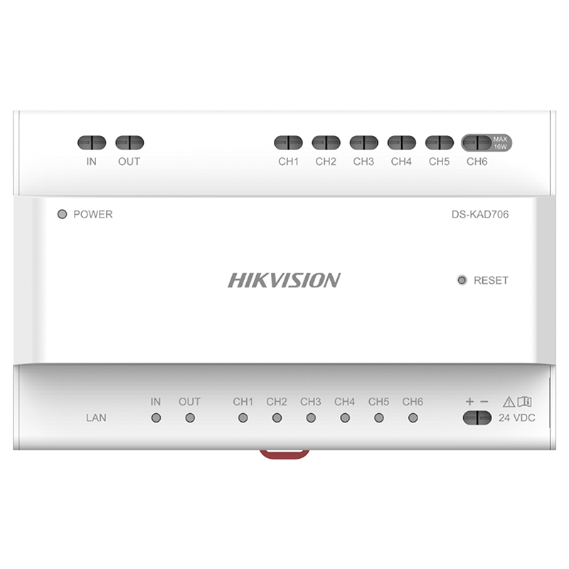 DS-KAD706-P – Distributeur Audio/Vidéo IP sur 2 fils avec alimentation, montage rail DIN ⚡📡
