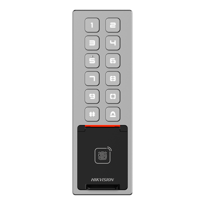 Terminal autonome DS-K1T805MBFWX – Contrôle d’accès intelligent, Cartes MIFARE & Empreintes, Étanche IP65 & IK08